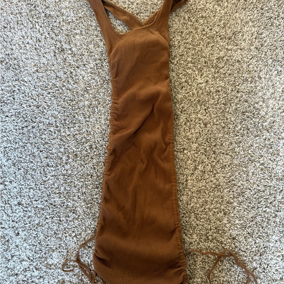 Brown Ribbed Knit Dress - Picture 1 of 2